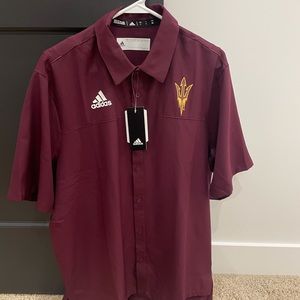 ASU Large Maroon adidas short sleeved dress shirt Button up